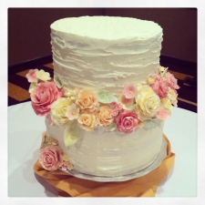 Wedding Tiered Butter Cream Cake with Fondant Flowers